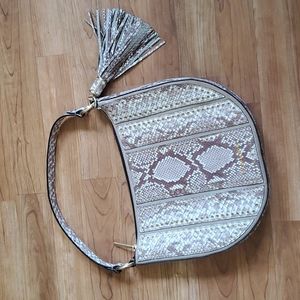 NWOT Michael Kors snakeskin shoulder bag w/ tassel & long strap